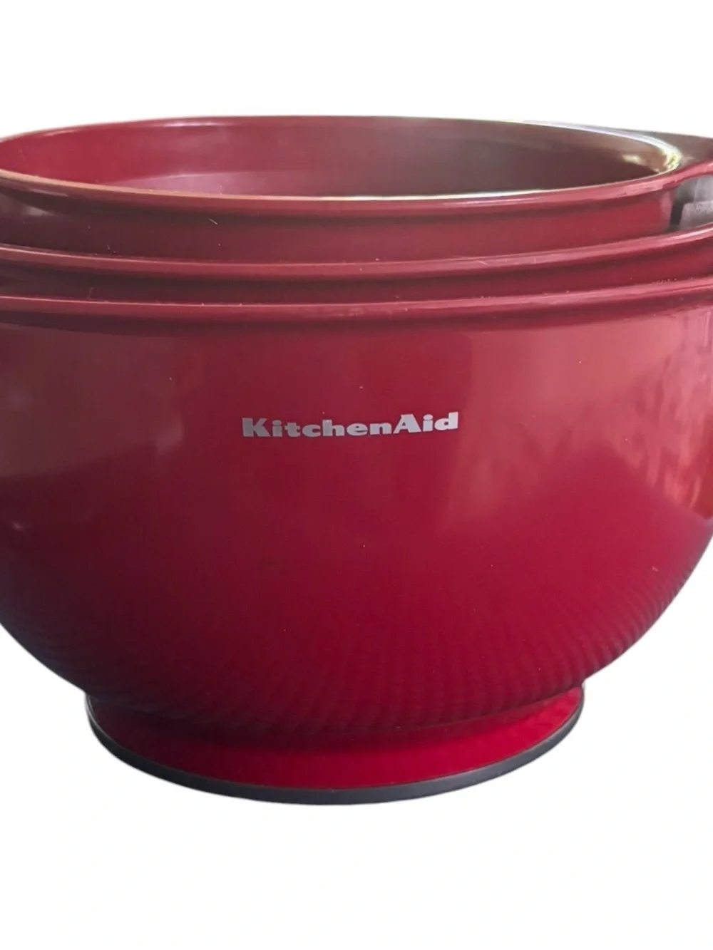 KitchenAide Set of 3 Nesting Bowls Spouts Gripper Bottom Dark Red 2.5~3.5~4.5QT